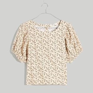 NWT Madewell Flannel Puff-Sleeve Top in Teaberry Floral